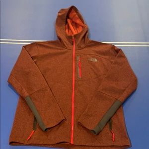The North Face Zip Up Jacket Hoodie Red Large